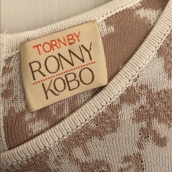 Torn by Ronny Kobo cream/tan floral dress size S - Picture 6 of 6